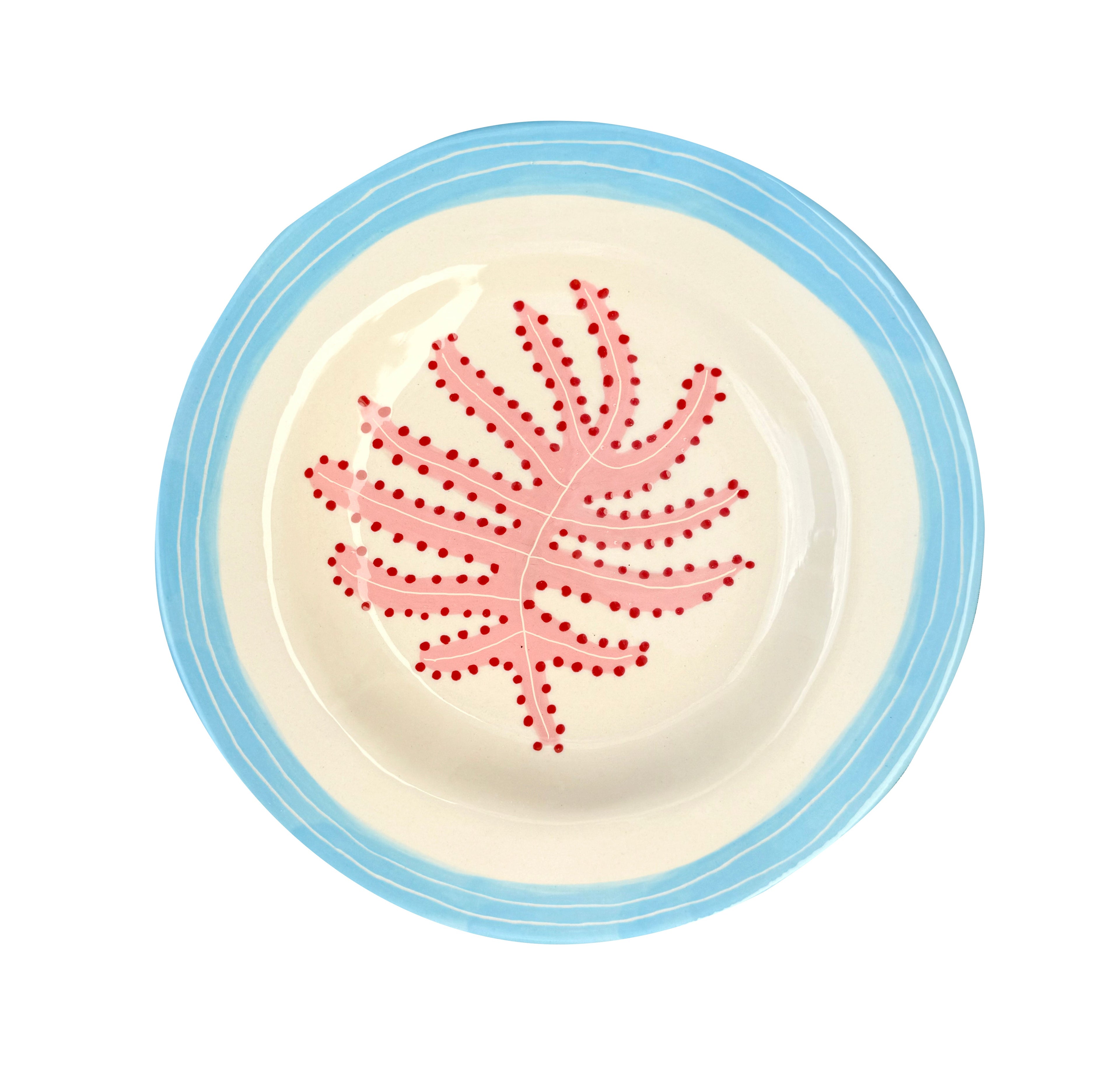 Dessert Plate Pink Seaweed and Blue